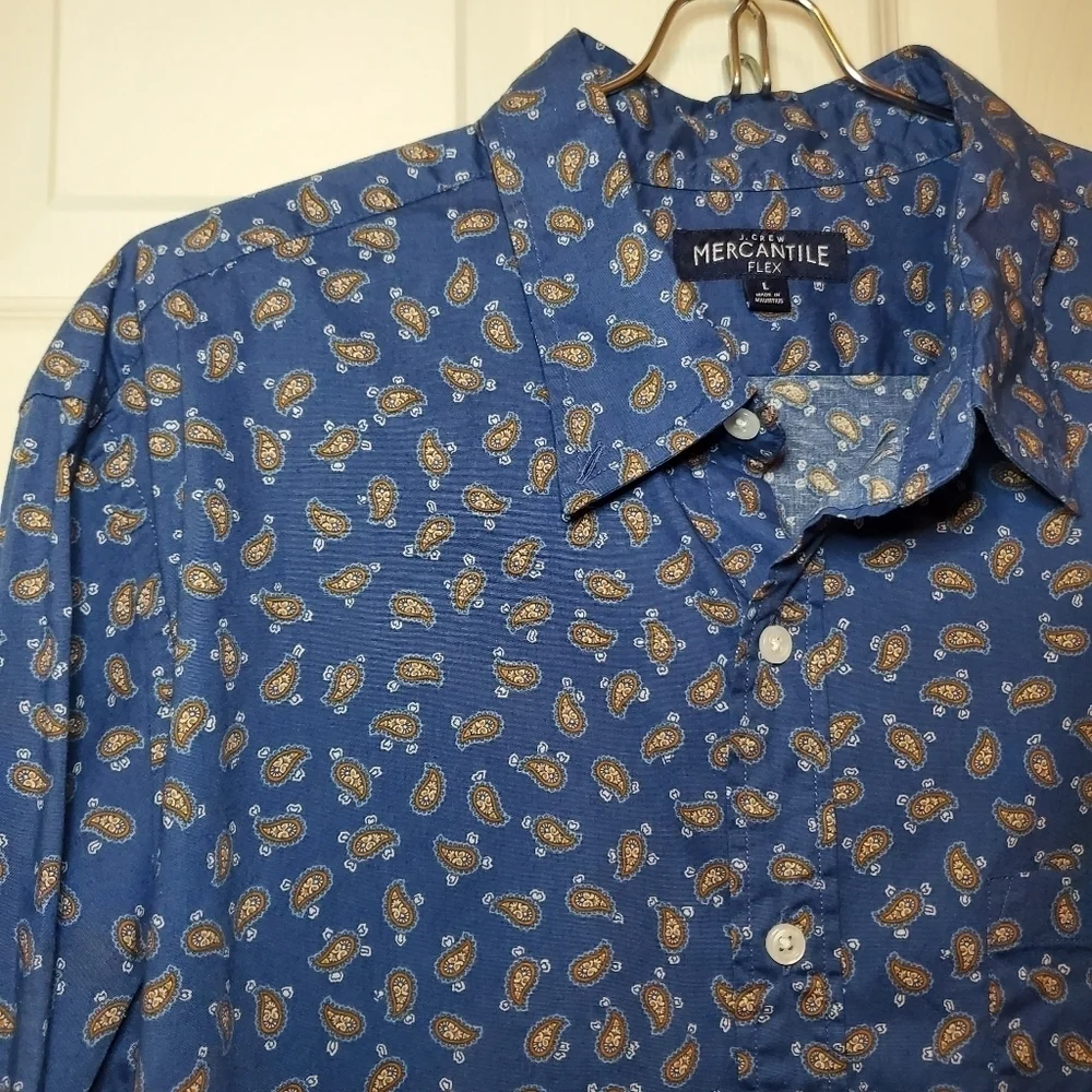 J Crew Shirt Mens Large Paisley Colorful All Over Print Loud Party Mercantile